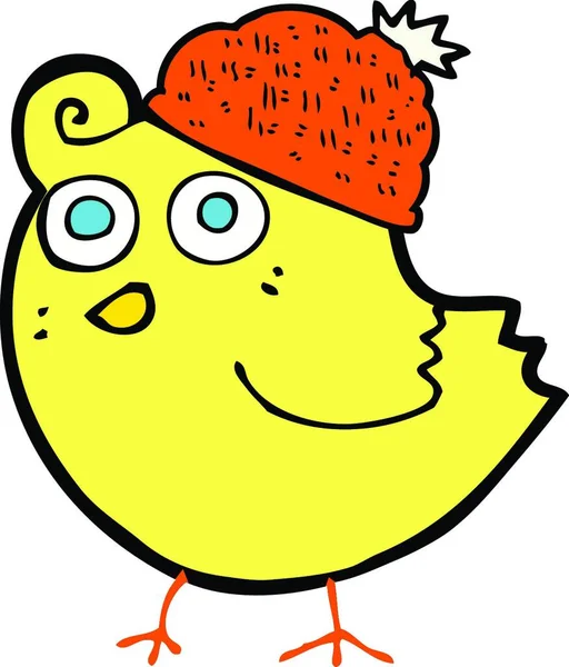Tecknade Fågeln Bär Hatt — Stock vektor