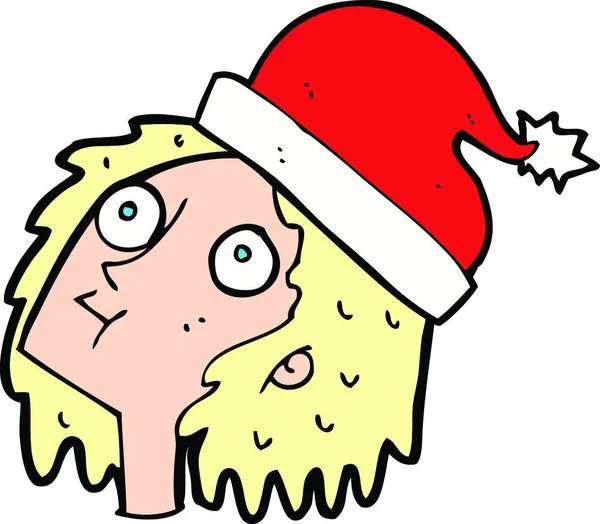 Mujer Dibujos Animados Con Sombrero Navidad — Archivo Imágenes Vectoriales