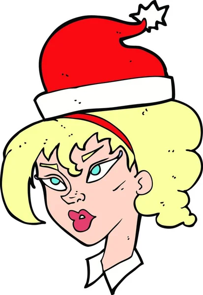 Mulher Dos Desenhos Animados Pronto Para Natal —  Vetores de Stock