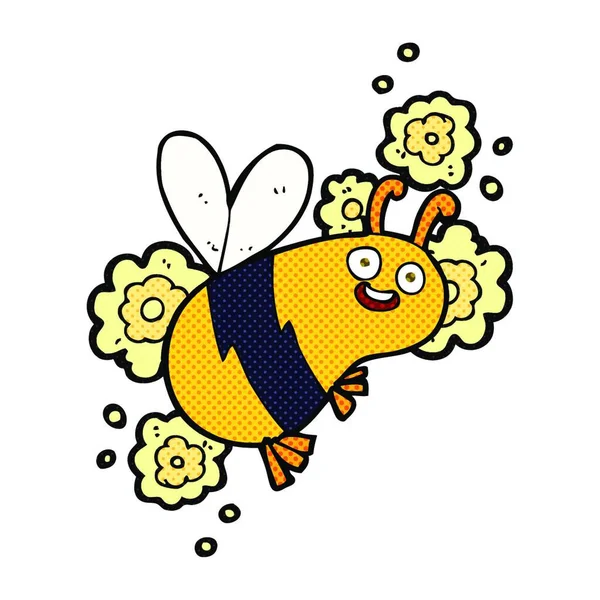 Мультфильм Летящая Пчела Векторная Иллюстрация — стоковый вектор