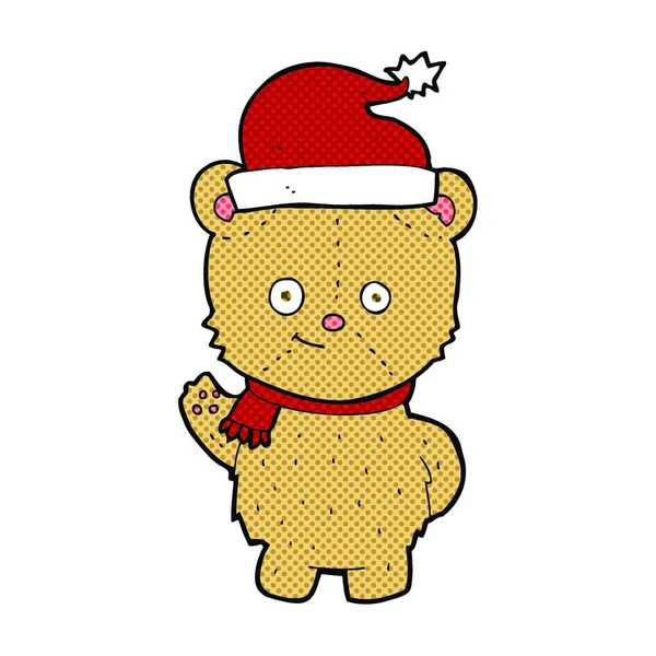 Urso Pelúcia Natal Dos Desenhos Animados — Vetor de Stock