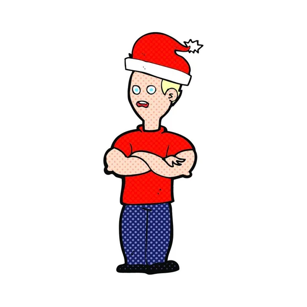 Cartoon Man Getting Ready Christmas — Stock Vector