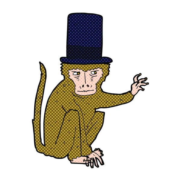 Cartoon Monkey Wearing Top Hat — Stock Vector