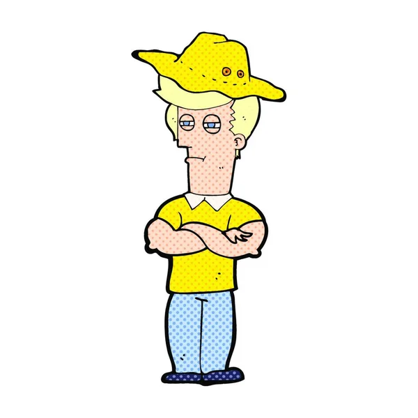 Καρτούν Άνθρωπος Φορώντας Καπέλο — Διανυσματικό Αρχείο