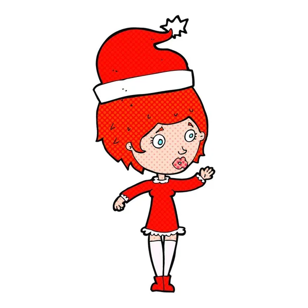 Cartoon Woman Ready Christmas — Stock Vector