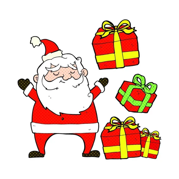 卡通片Santa Claus在白色上被隔离 — 图库矢量图片