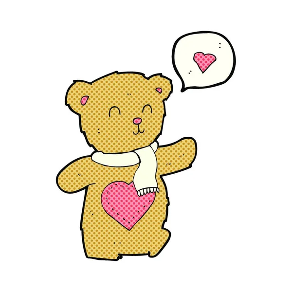 Desenho Animado Bonito Urso Com Coração Amor — Vetor de Stock