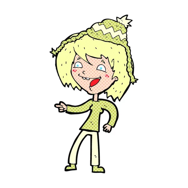Mujer Dibujos Animados Con Sombrero — Vector de stock
