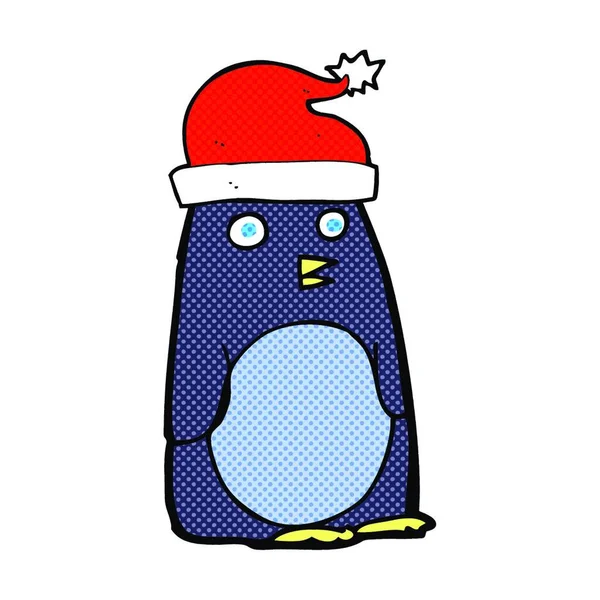 Cartoon Christmas Penguin Illustration Auf Weißem Hintergrund — Stockvektor