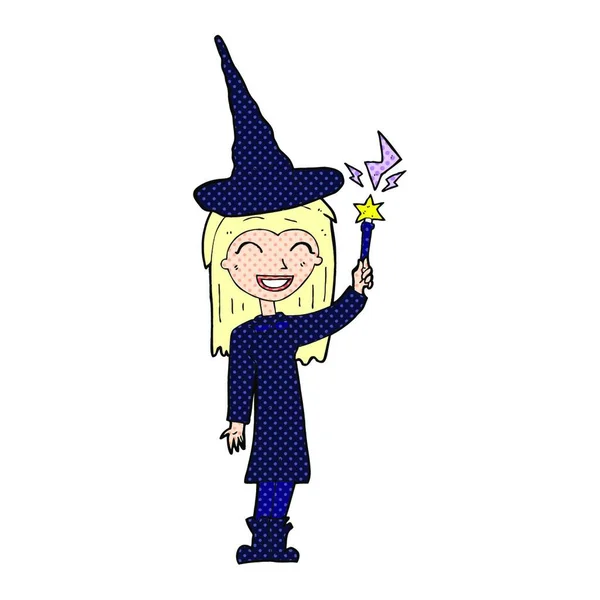 Γελοιογραφία Halloween Μάγισσα Διανυσματική Απεικόνιση — Διανυσματικό Αρχείο