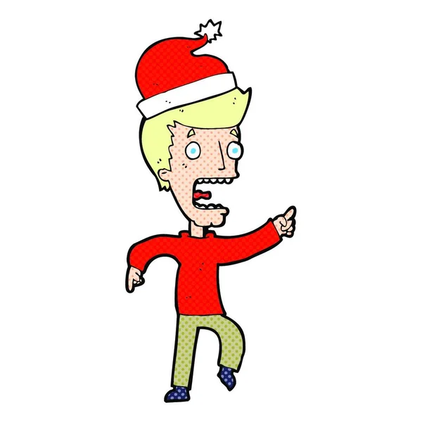 Cartoon Man Getting Ready Christmas — Stock Vector