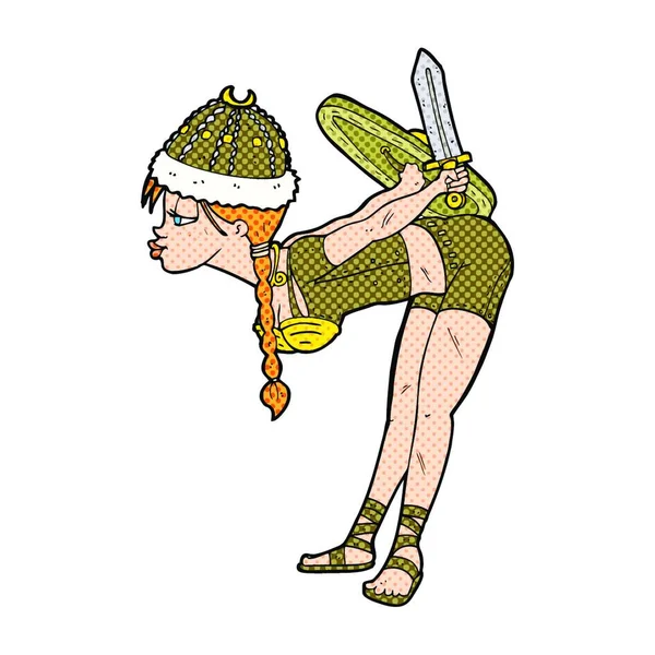 野蛮なバイキング少女漫画 — ストックベクタ