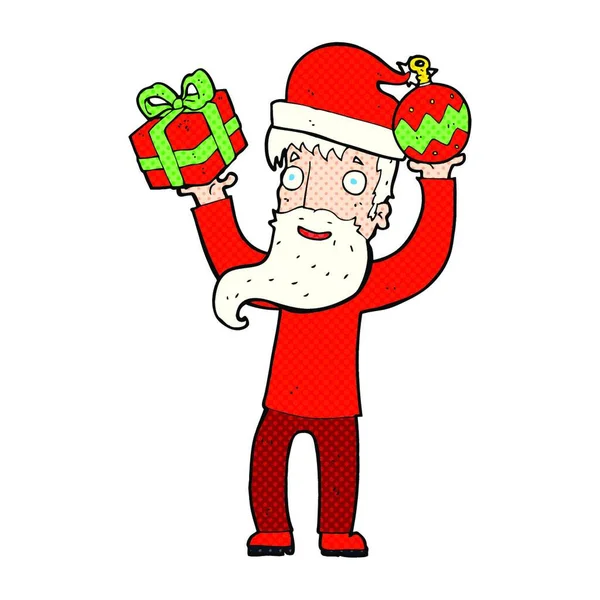 Desenhos Animados Santa Claus Isolado Branco —  Vetores de Stock