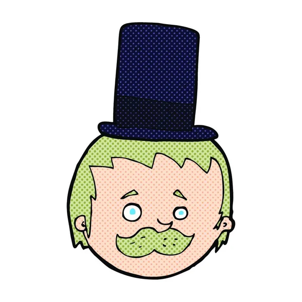 Cartoon Man Dragen Top Hat — Stockvector