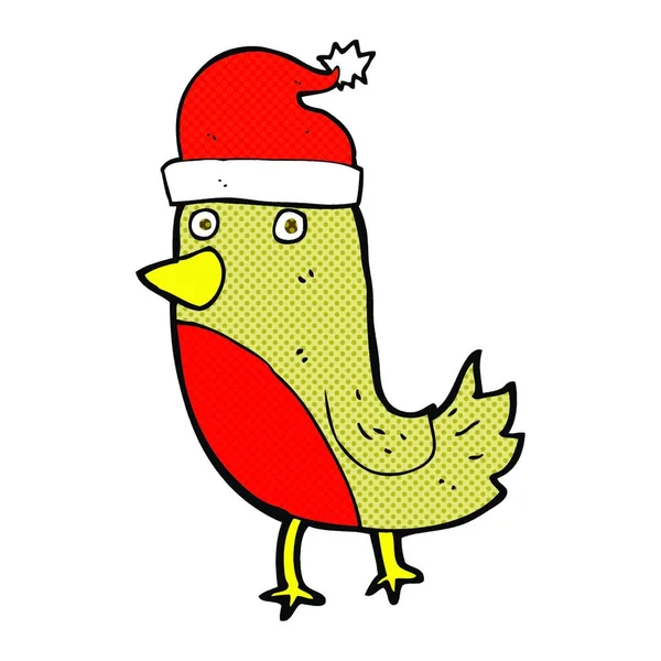 Cartoon Weihnachten Rotkehlchen Vektor — Stockvektor