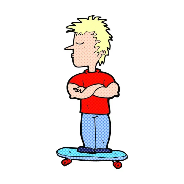 Мультяшний Гордий Хлопчик Скейтборді — стоковий вектор