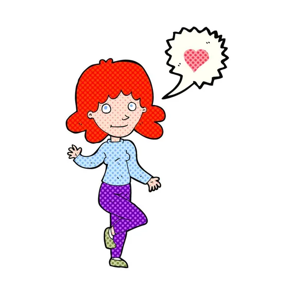 Cartoon Vrouw Verliefd — Stockvector