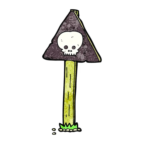 Cartoon Spooky Skull Signpost — Stock Vector