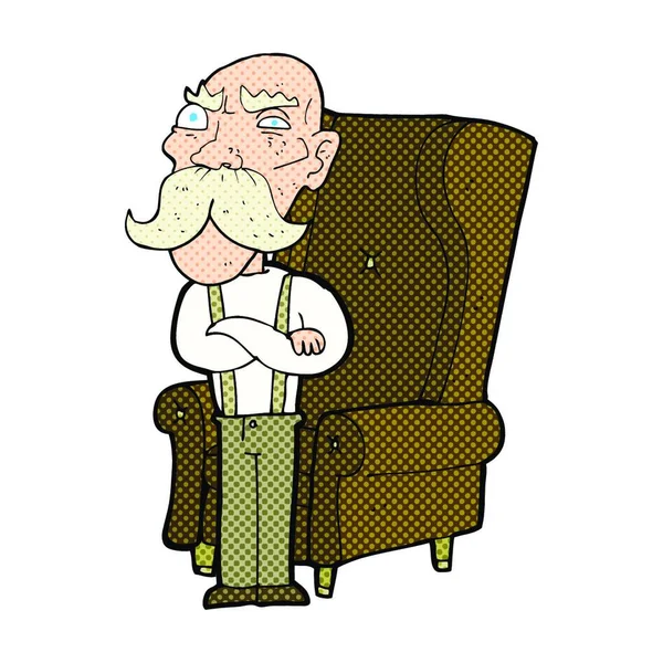 Desenho Animado Velho Homem Cadeira — Vetor de Stock