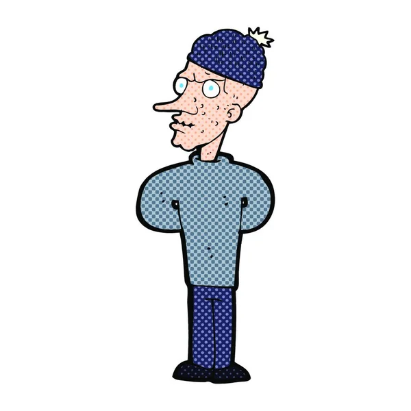Cartoon Man Wearing Winter Hat — Stock Vector