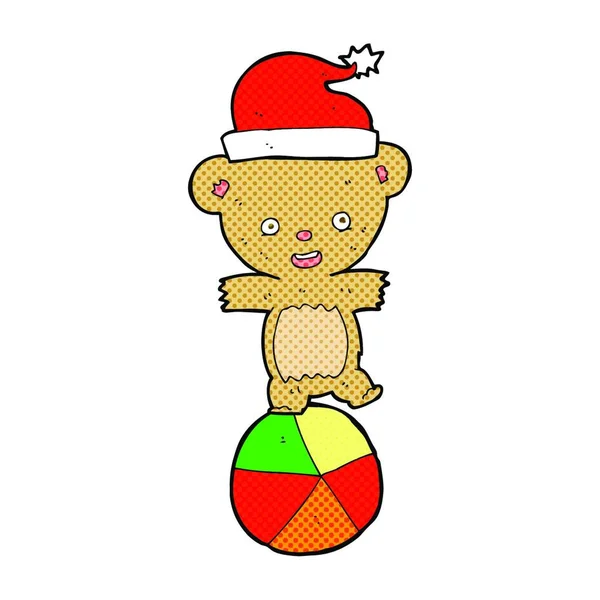 Cartoon Christmas Teddy Bear — Stock Vector