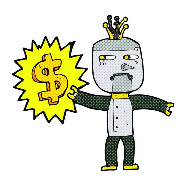 Para Sembollü Çizgi Film Robotu — Stok Vektör