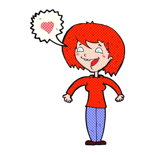 Cartoon Vrouw Verliefd — Stockvector