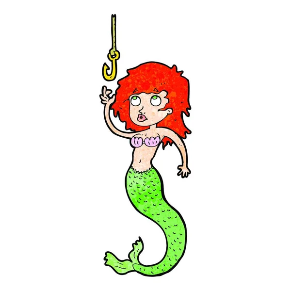 Cartoon Mermaid Och Krok — Stock vektor