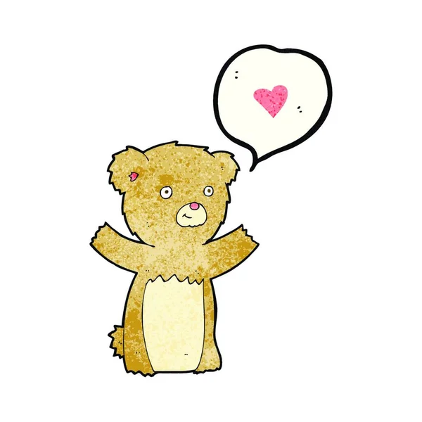Urso Pelúcia Dos Desenhos Animados Com Coração Amor — Vetor de Stock