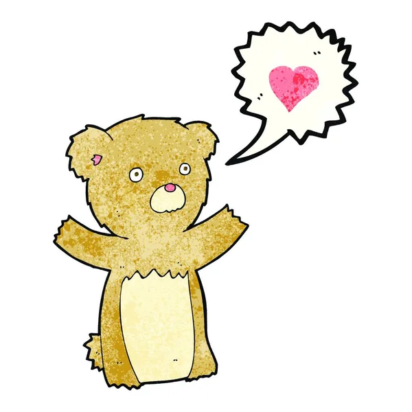 Urso Pelúcia Dos Desenhos Animados Com Coração Amor —  Vetores de Stock