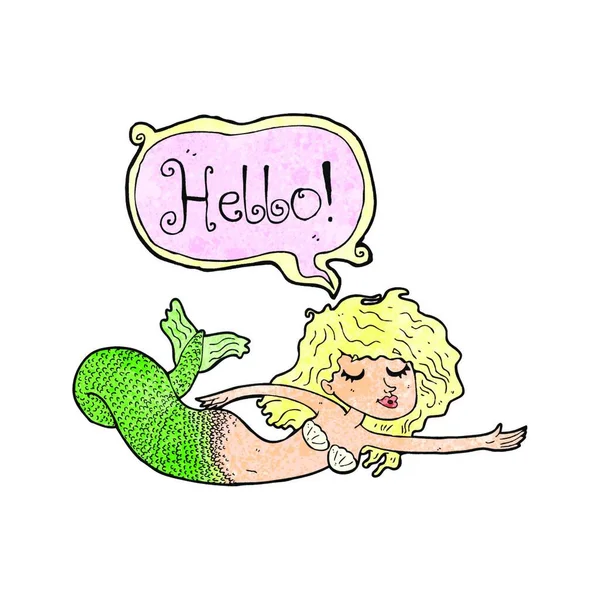 Cartoon Mermaid Saying Hello — Stock Vector