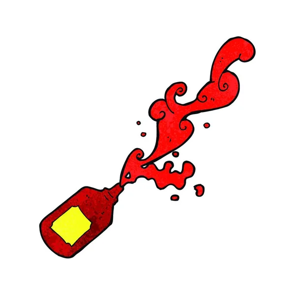 Cartoon Spuitende Ketchup Illustratie Witte Achtergrond — Stockvector