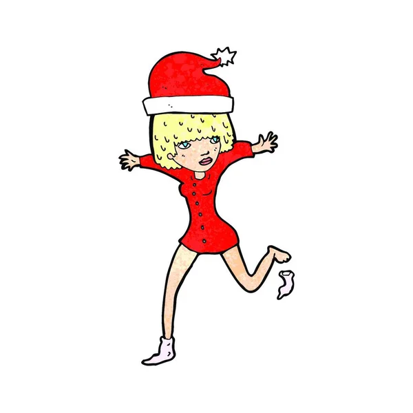 Cartoon Vrouw Enthousiast Voor Kerst — Stockvector
