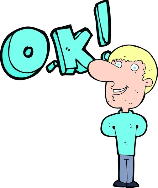 Hombre de dibujos animados diciendo ok ภาพเวกเตอร์สต็อก Hombre de 