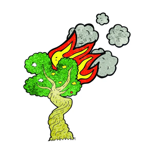 Dessin Animé Arbre Brûlant Illustration Sur Fond Blanc — Image vectorielle