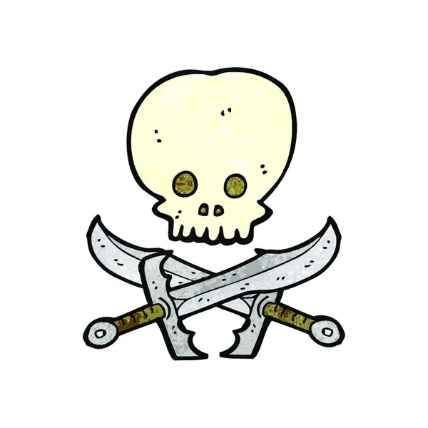 Cartoon Skull Swords Symbol — Stock Vector