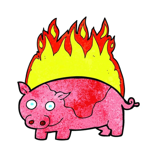 Cartoon Pig Fire Cartoon — Stock Vector