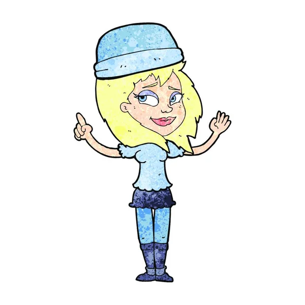 Mujer Dibujos Animados Sombrero — Vector de stock