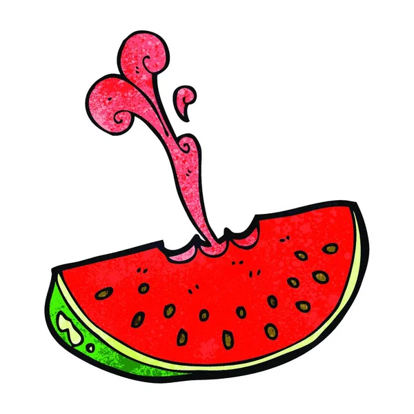 Karikatur Saftige Spritzende Wassermelone Illustration Auf Weißem Hintergrund — Stockvektor