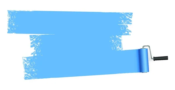 Eps 矢量插图与白色背景隔离 带油漆辊和涂色蓝色标记 — 图库矢量图片