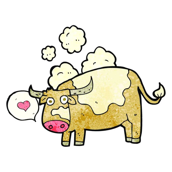 Vache Dessin Animé Avec Coeur Amour — Image vectorielle