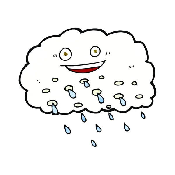 Desenho Animado Nuvem Chuva Feliz Ilustração Fundo Branco —  Vetores de Stock