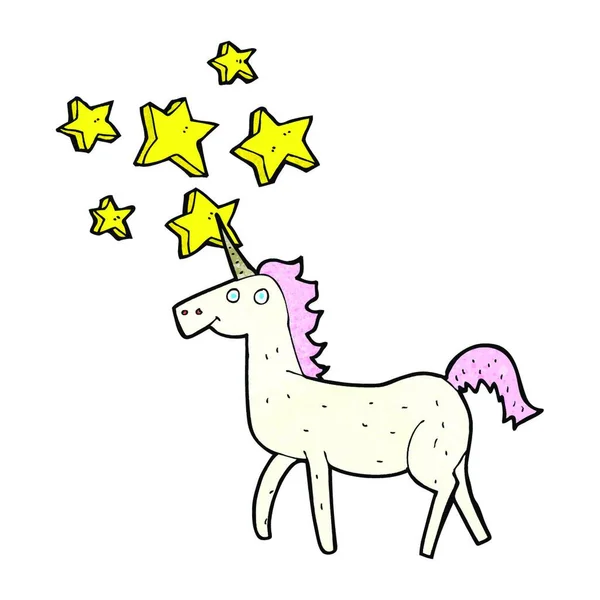 Kartun Magis Unicorn Ilustrasi Latar Belakang Putih - Stok Vektor