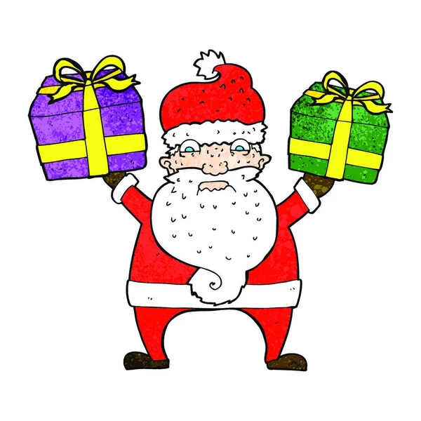 Dessin Animé Colère Père Noël Portant Des Cadeaux — Image vectorielle