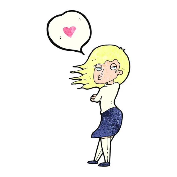 Mujer Dibujos Animados Hablando Amor — Vector de stock