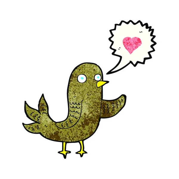 Dibujos Animados Pájaro Con Corazón Amor Cantando — Archivo Imágenes Vectoriales