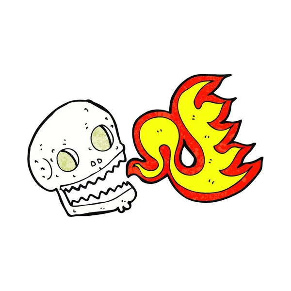 Cartoon Flaming Skull Isolated White — Stock Vector