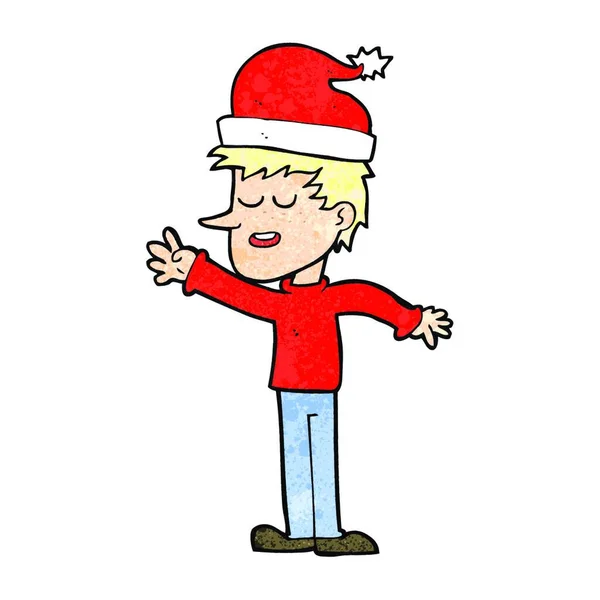 Homem Dos Desenhos Animados Preparando Para Natal —  Vetores de Stock