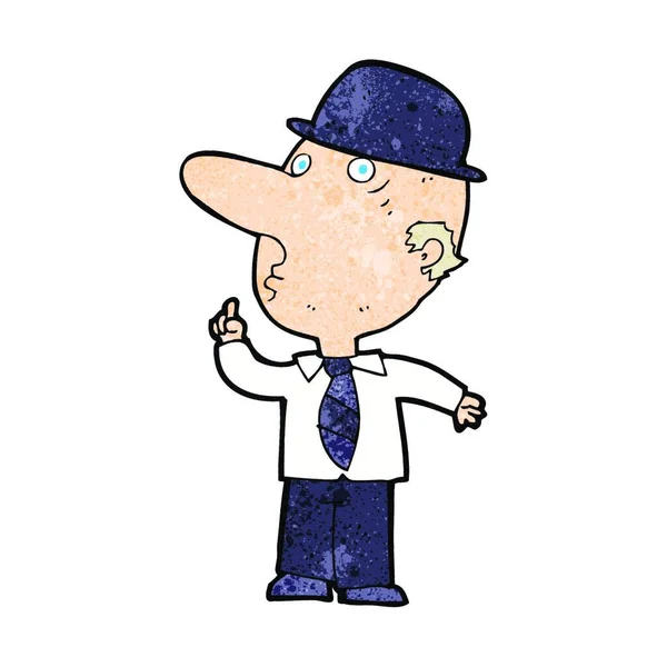 Cartoon Man Wearing British Bowler Hat — Stock Vector