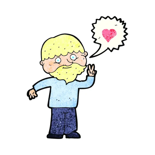 Desenho Animado Barbudo Homem Falando Sobre Amor — Vetor de Stock